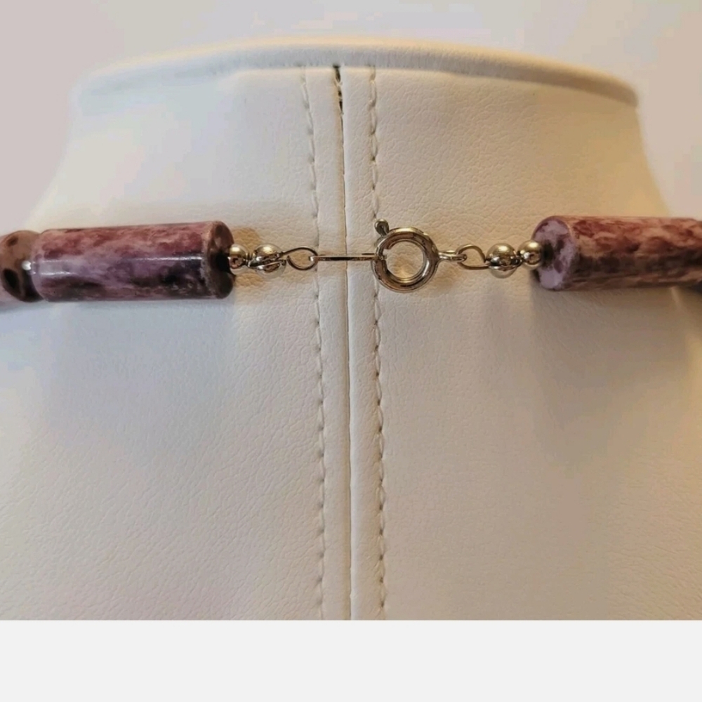 Japanese Orgin  vintage pink tourmaline and ceramic bead statement necklace. - Picture 4 of 7